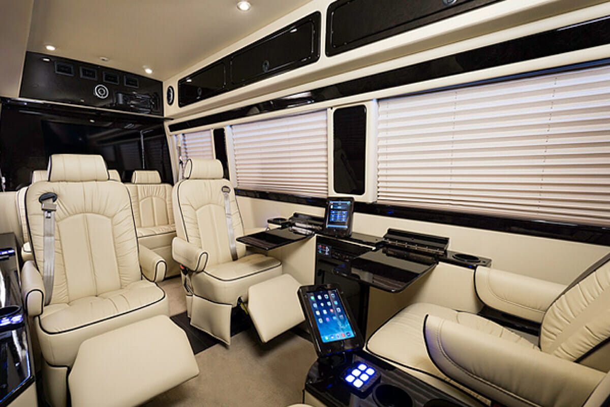 Comfortable-Group-Limo-Mercedes-Sprinter-Van-Luxury-Equipped-With-Amenities-California